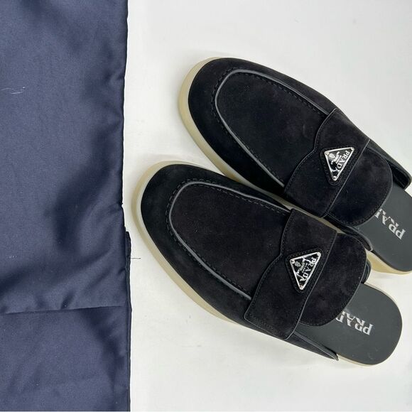 Men’s Prada triangle logo Saint Tropez slip on loafers size 9, made in Italy - Picture 8 of 9